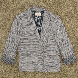 Skies Are Blue Stitch Fix Blazer Women's Small Heather Gray Navy Knit Open Front